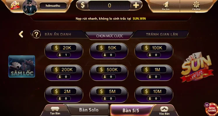 Game sâm lốc online hấp dẫn